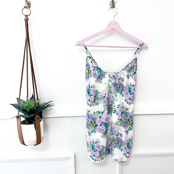 For Love & Lemons Blue Green Floral Mini Slip Dress Size XS - Picture 1 of 5